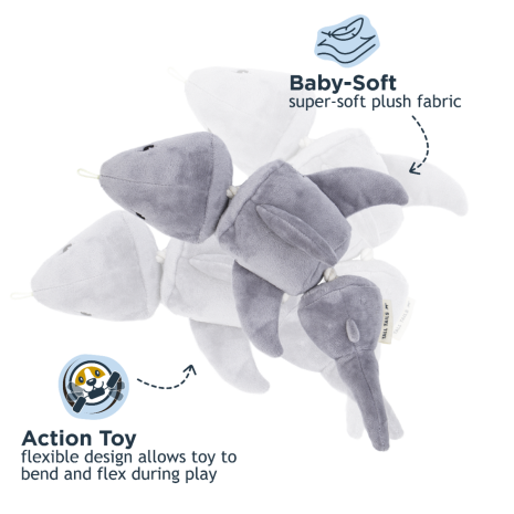 Tall Tails Plush Rope Dog Toy Jointed Shark, 14"