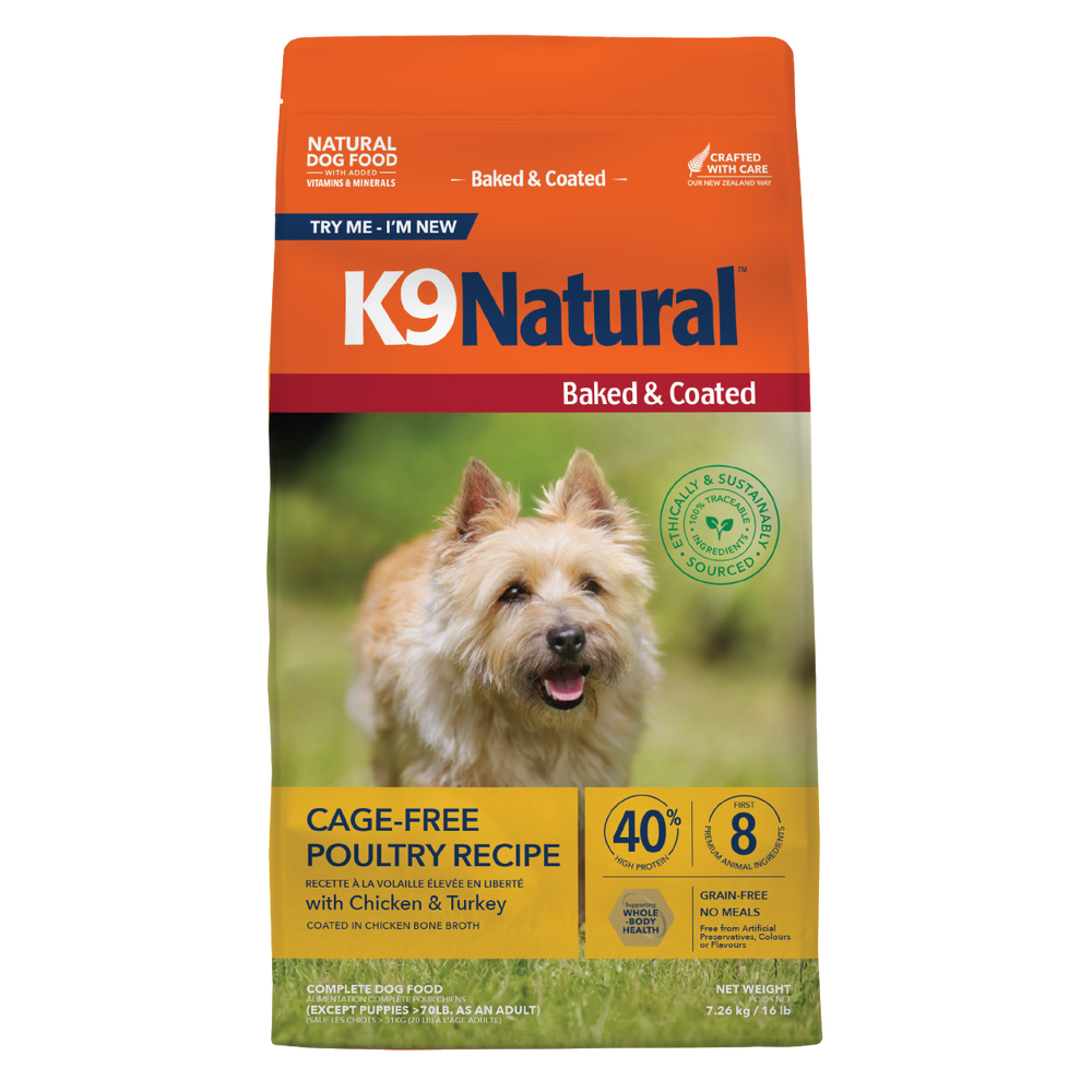 K9 Natural Grain Free Baked and Coated Dog Dry Food Cage Free Poultry
