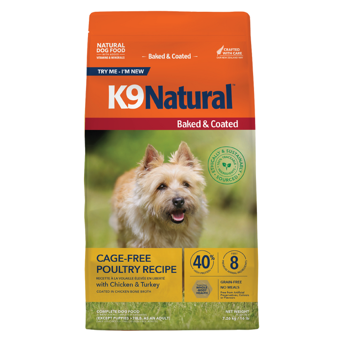 K9 Natural Grain Free Baked and Coated Dog Dry Food Cage Free Poultry
