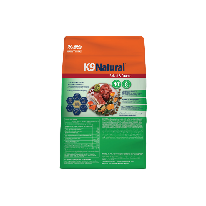 K9 Natural Grain Free Baked and Coated Dog Dry Food Grass Fed Red