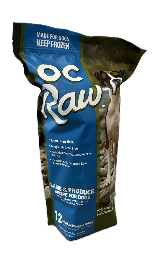 OC Raw Patties Frozen Dog Food Lamb & Produce