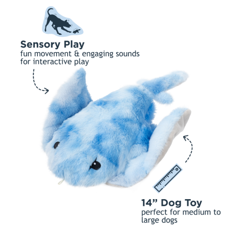 Tall Tails Plush Squeaker Dog Toy, Animated Manta Ray, 8.5