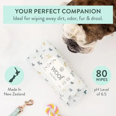 Woof Manuka Honey Wipes, 8 x 8-in, 80 count