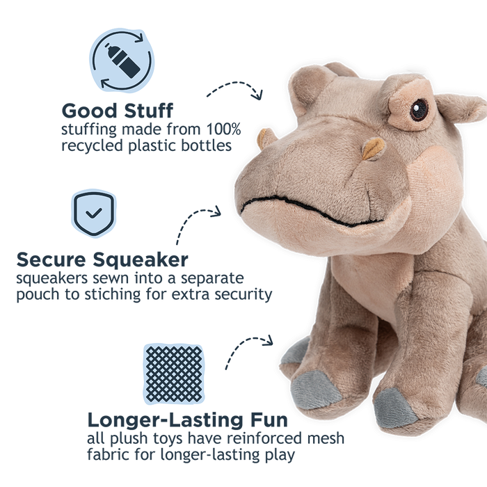 Tall Tails Plush Squeaker Dog Toy, Hippo, 8"
