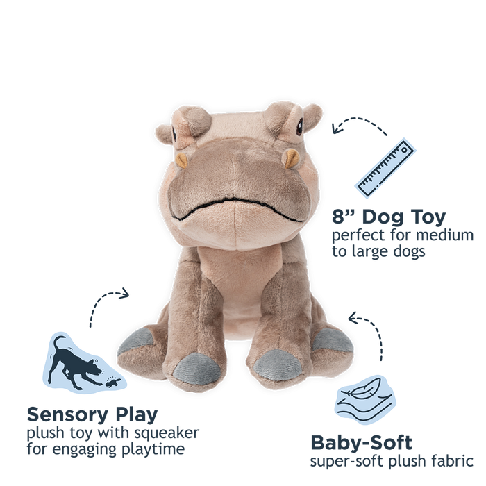 Tall Tails Plush Squeaker Dog Toy, Hippo, 8"