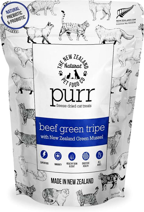 New Zealand Natural Pet Food Company Purr Freeze Dried Cat Treat, Beef Green Tripe, 1.4oz