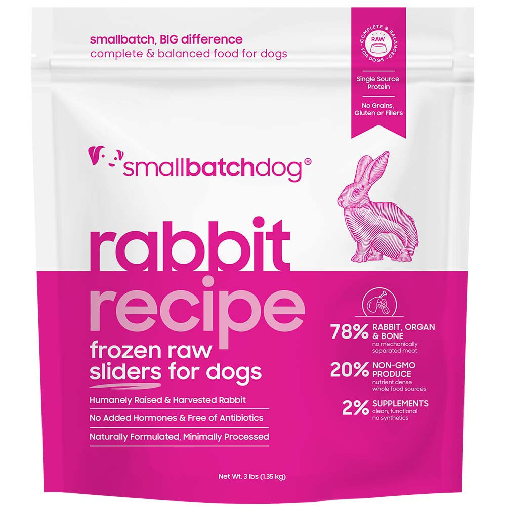 Small Batch Dog Frozen Raw Food Sliders Rabbit