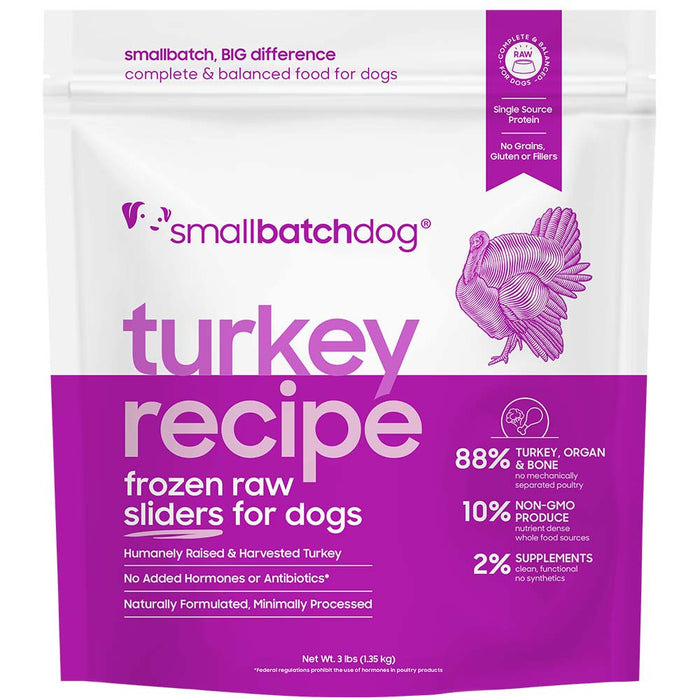 Small Batch Dog Frozen Raw Food Sliders Turkey