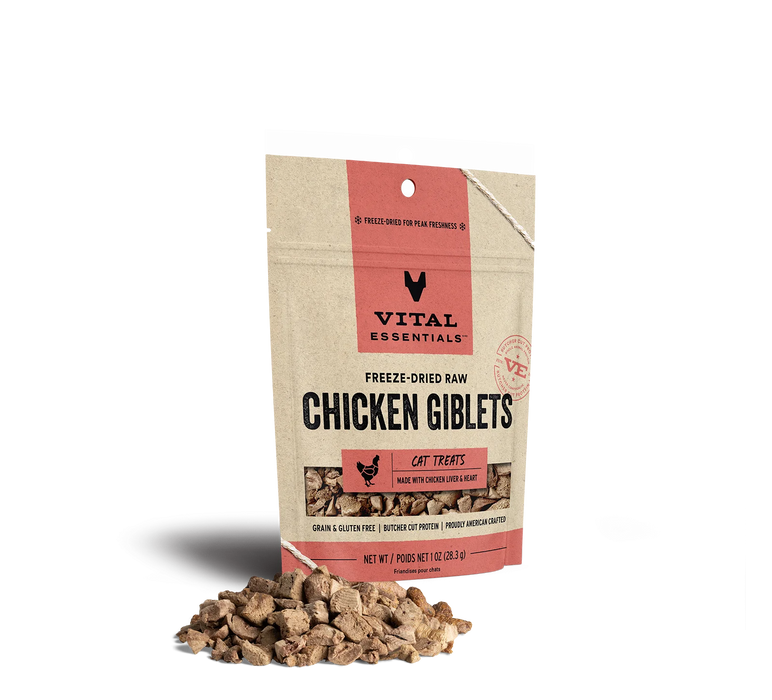 Vital Essentials Freeze Dried Cat Treats Chicken Giblet 1oz