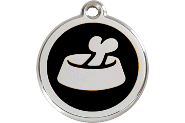 Red Dingo Enamel Pet ID Tag Bone in the Bowl (1BB), Large