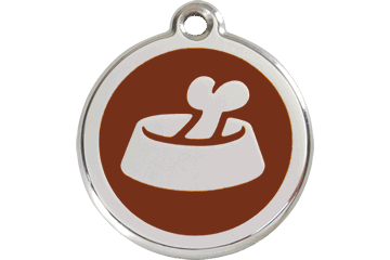 Red Dingo Enamel Pet ID Tag Bone in the Bowl (1BB), Large