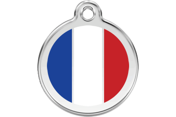 Red Dingo Enamel Pet ID Tag French Flag (1FR), Medium