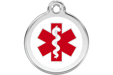Red Dingo Enamel Pet ID Tag Medical (1MD), Small