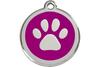 Red Dingo Enamel Pet ID Tag Pawprint (1PP), Large