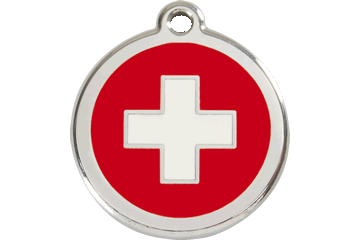 Red Dingo Enamel Pet ID Tag Swiss Cross (1SC), Large