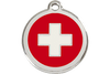 Red Dingo Enamel Pet ID Tag Swiss Cross (1SC), Medium