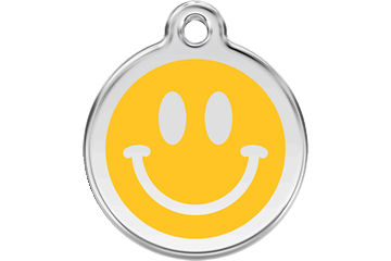Red Dingo Enamel Pet ID Tag Smiley Face (1SM), Small
