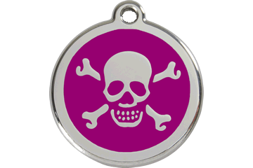 Red Dingo Enamel Pet ID Tag Skull & Cross Bone (1XB), Small