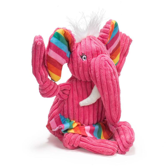 Hugglehounds Knottie Dog Toy Rainbow Elephant Small
