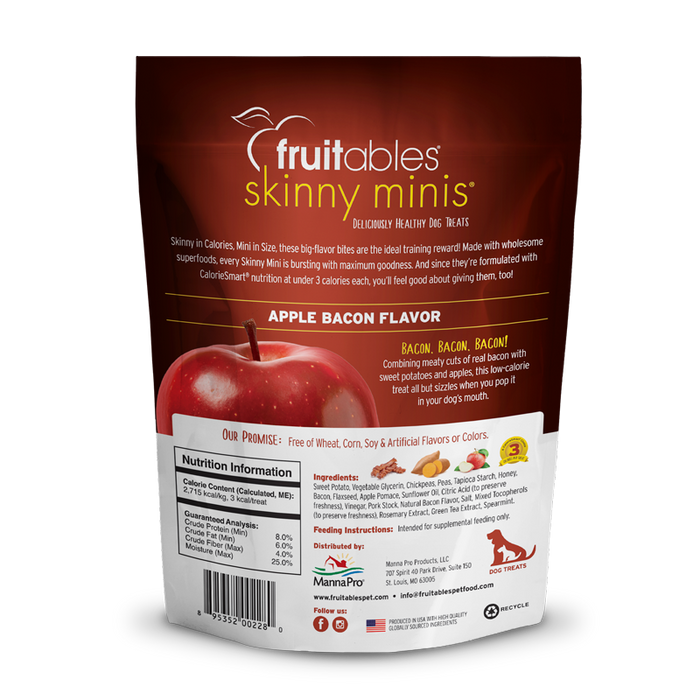 Fruitables Skinny Minis Chewy Dog Treats Apple & Bacon