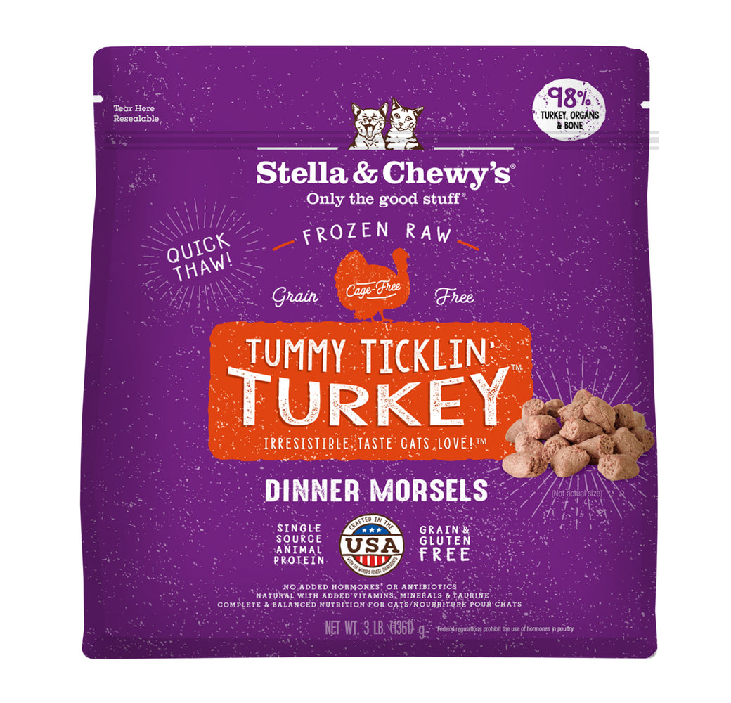 Stella & Chewy's Cat Frozen Raw Food Dinner Morsels Tummy Ticklin' Turkey