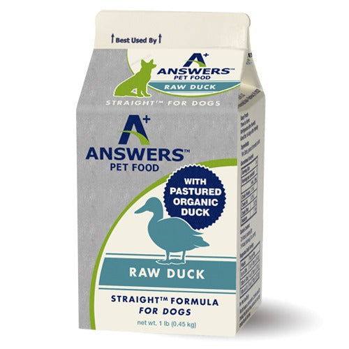 Answers Straight Frozen Raw Dog Food Carton Duck