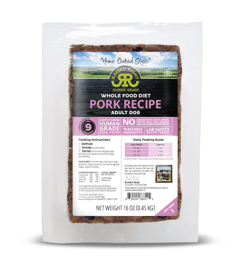 Raised Right Gently Cooked Dog Food Pork