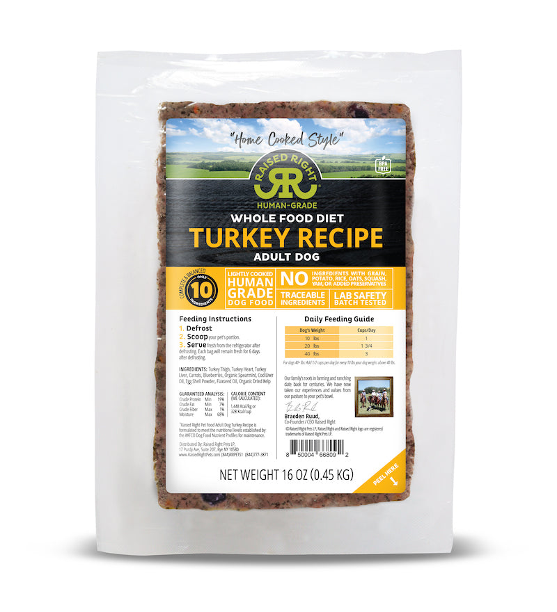 Raised Right Gently Cooked Dog Food Turkey