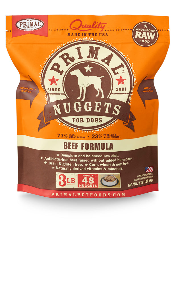 Primal Dog Frozen Raw Food Nuggets Beef