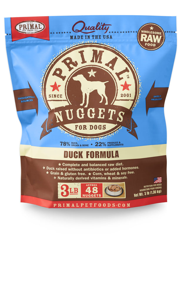 Primal Dog Frozen Raw Food Nuggets Duck