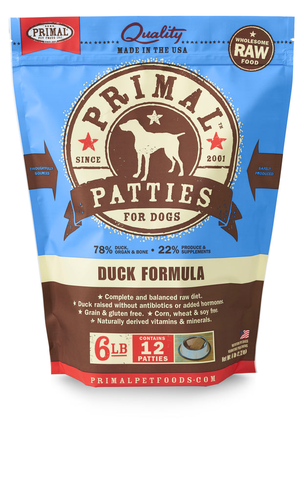 Primal Dog Frozen Raw Food Patties Duck