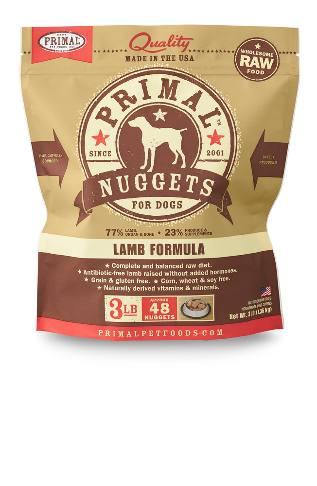 Primal Dog Frozen Raw Food Nuggets Lamb