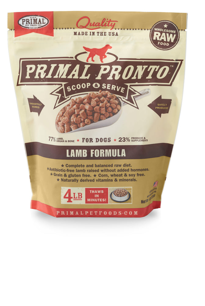 Primal Dog Frozen Raw Food Pronto Bites Lamb