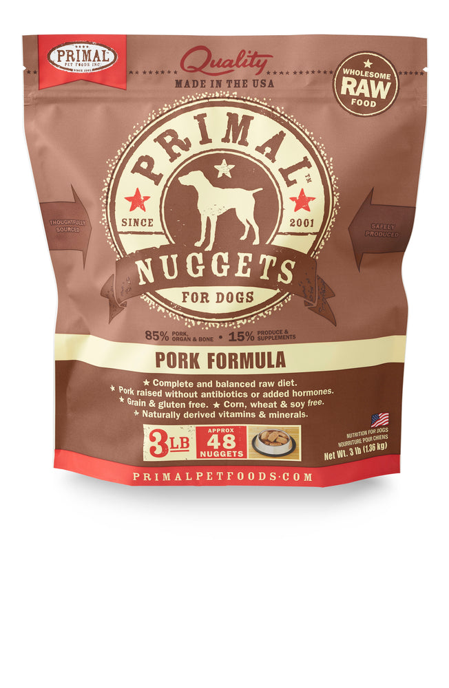 Primal Dog Frozen Raw Food Nuggets Pork