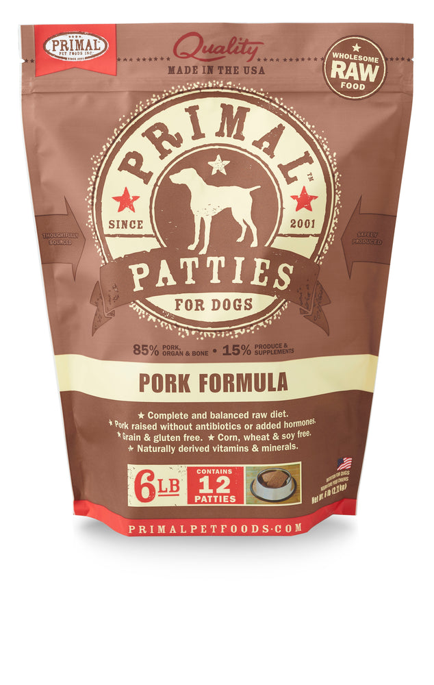 Primal Dog Frozen Raw Food Patties Pork