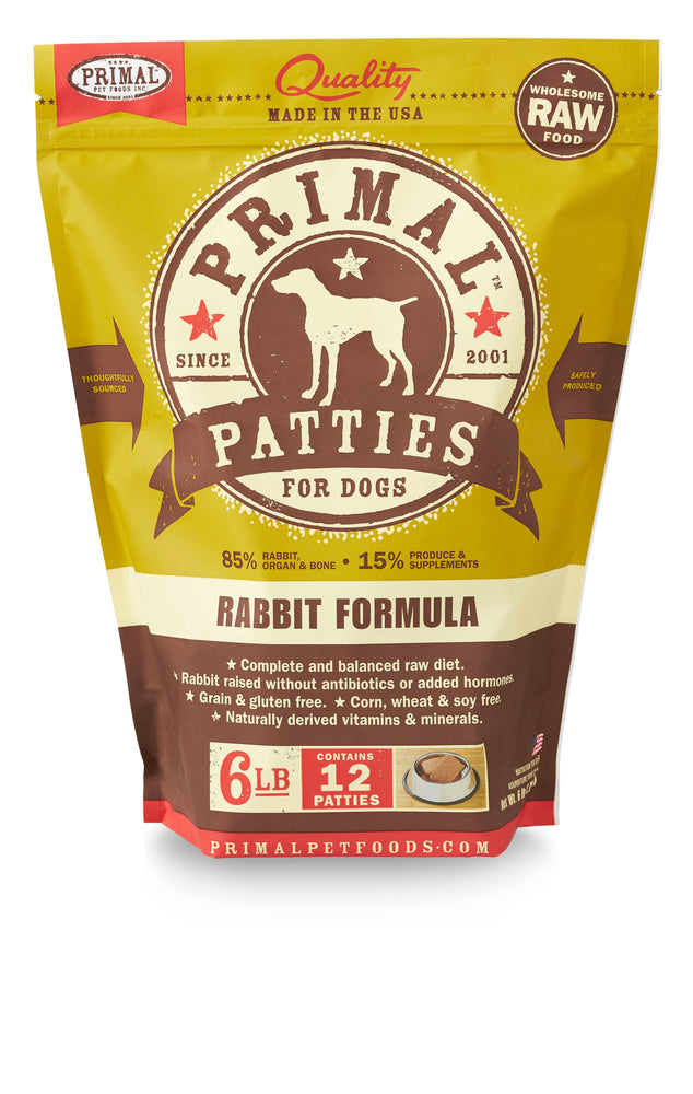 Primal Dog Frozen Raw Food Patties Rabbit