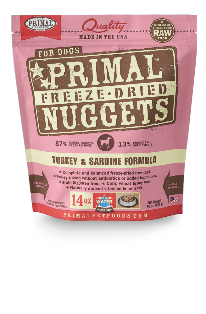 Primal Dog Freeze Dried Food Nuggets Turkey & Sardine