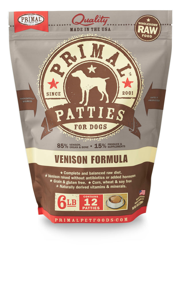 Primal Dog Frozen Raw Food Patties Venison