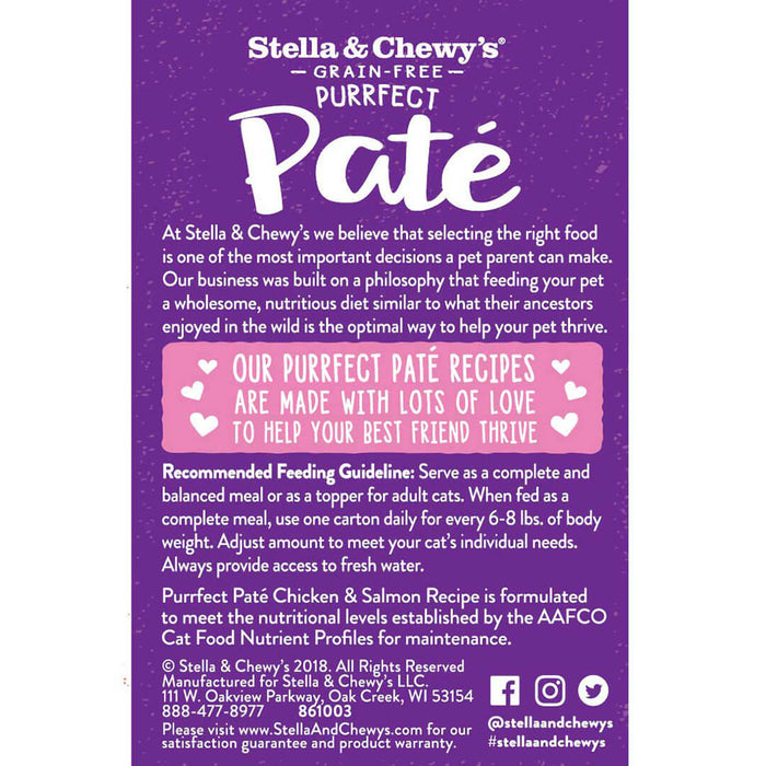 Stella & Chewy's Purrfect Cat Wet Food Pate Chicken & Salmon