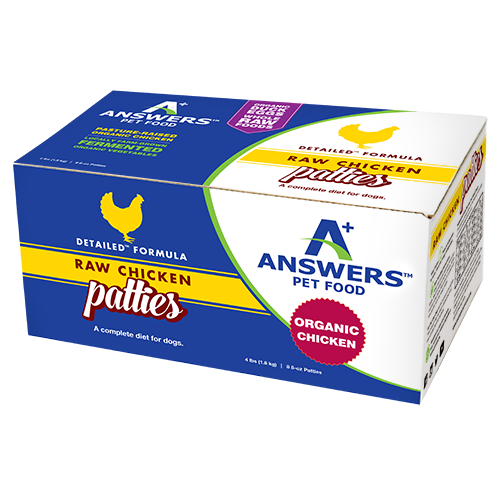 Answers Detailed Dog Frozen Raw Food Patties Chicken