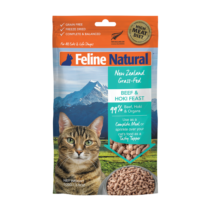 Feline Natural Cat Freeze Dried Food Beef & Hoki Topper