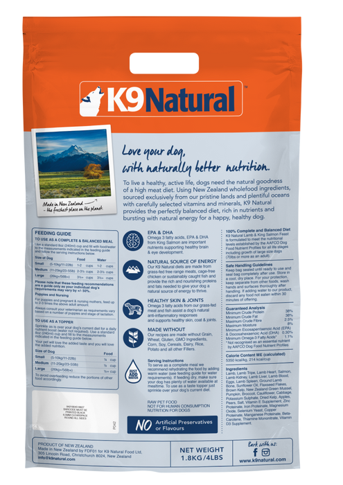 K9 Natural Dog Freeze Dried Food Lamb & Salmon Feast