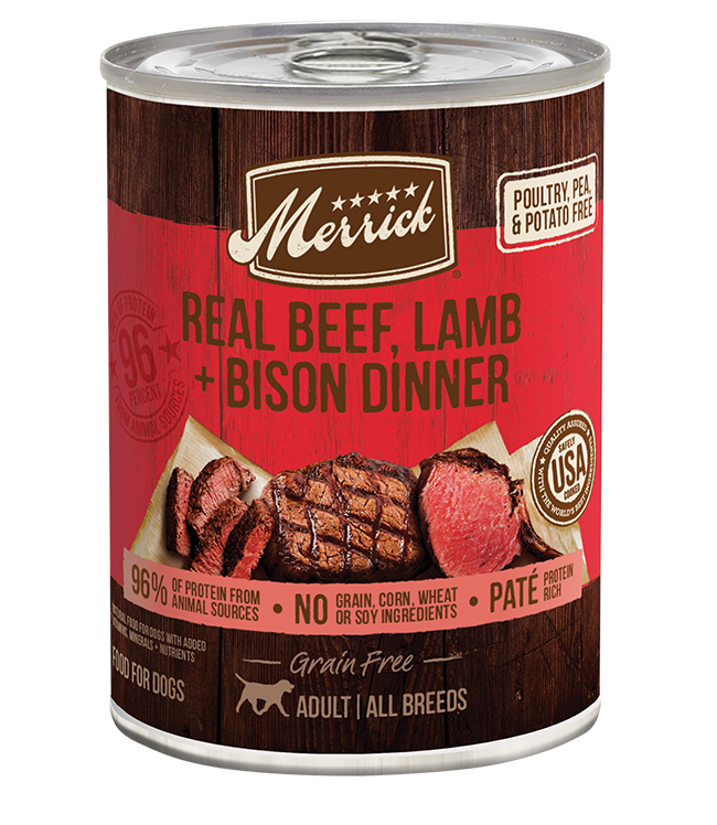 Merrick Classic Grain Free Dog Can Food 96% Real Beef, Lamb, & Buffalo