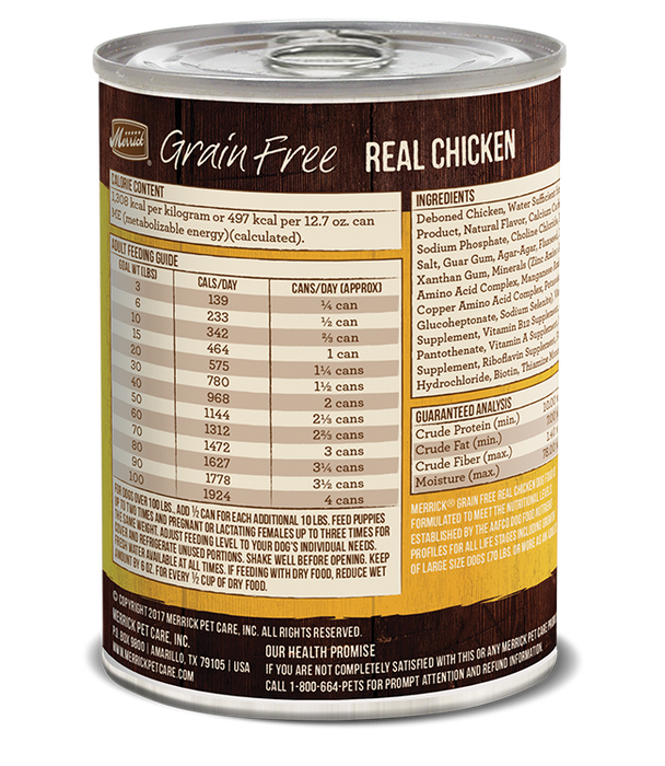 Merrick Classic Grain Free Dog Can Food 96% Real Chicken