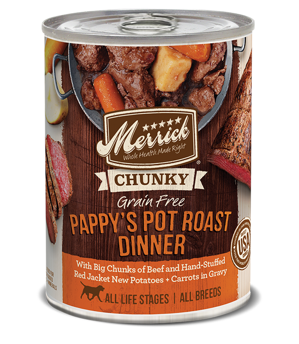 Merrick Classic Grain Free Dog Can Food Chunky Pappy Pot Roast