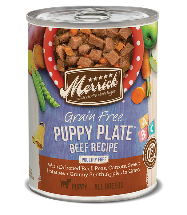 Merrick Classic Grain Free Dog Can Food Puppy Plate Beef