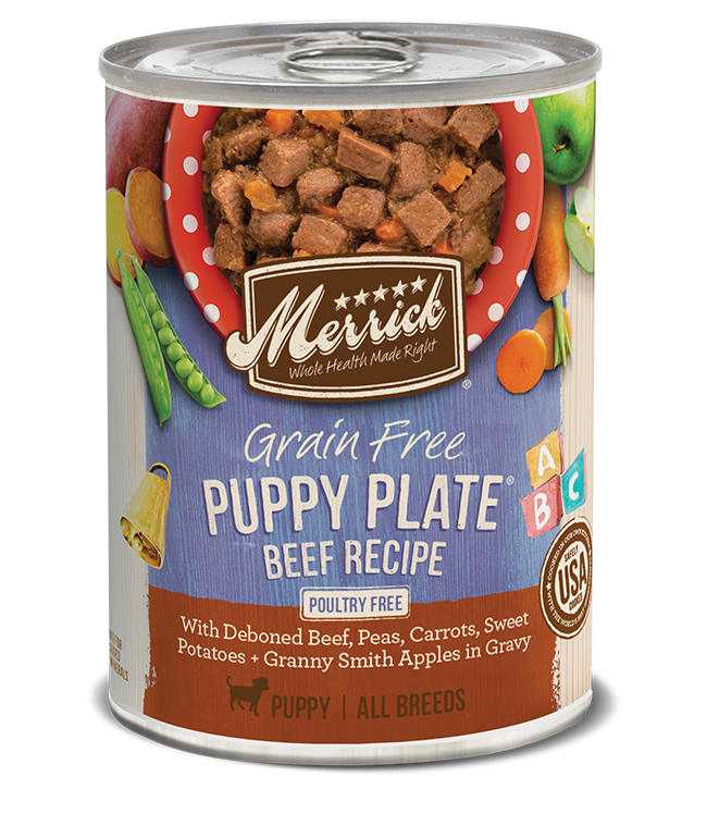 Merrick Classic Grain Free Dog Can Food Puppy Plate Beef