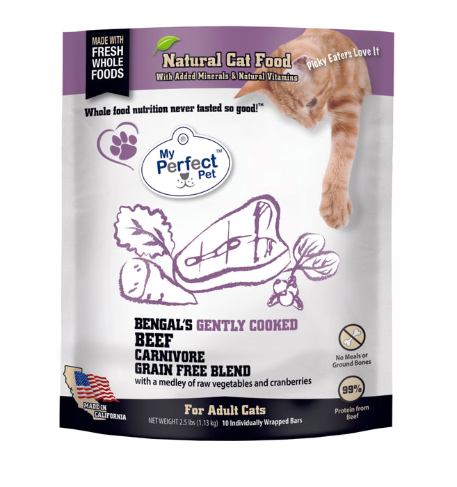 My Perfect Pet Bengal's Carnivore Cat Frozen Gently Cooked Food Beef