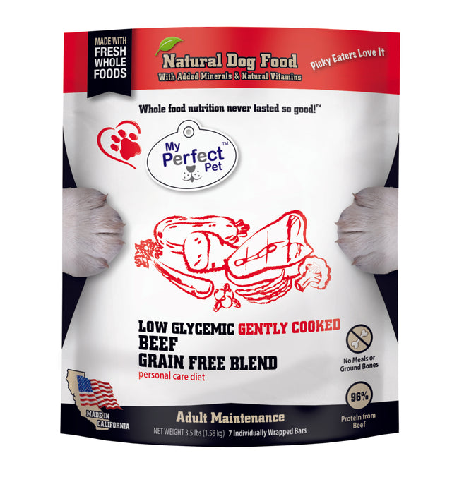 My Perfect Pet Dog Frozen Gently Cooked Food Grain Free Potato Free Low Glycemic Beef, 3.5lb