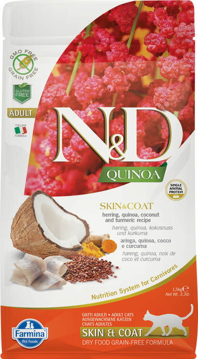 Farmina N D Quinoa Functional Grain Free Cat Dry Food Skin Coat Herring On Sale At NJ Pet Store